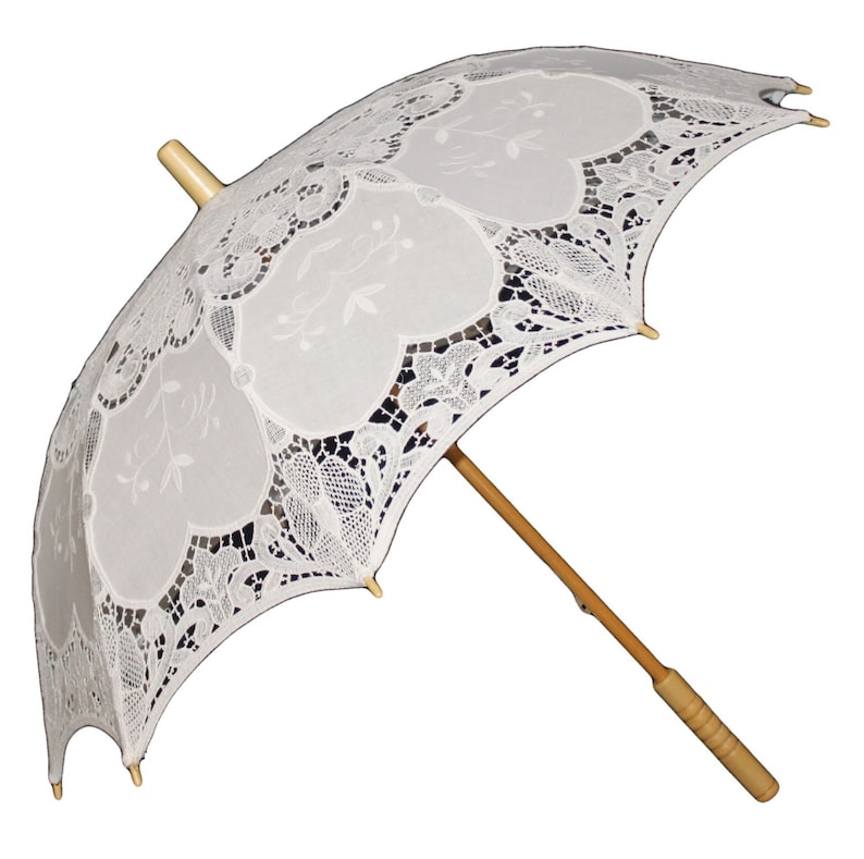 White Lace Bridal Shower Umbrella Parasol With Fancy Lace and Etsy