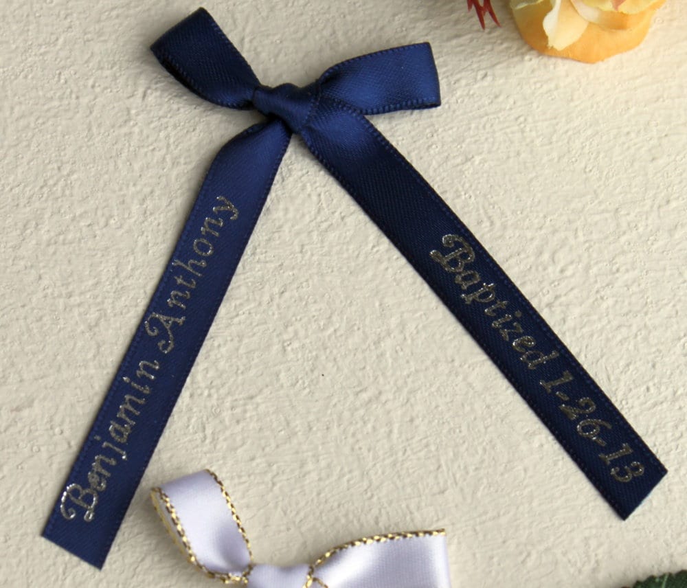 Personalized Imprinted Double Satin Ribbon (tied as a Bow) - Set of 20 ...