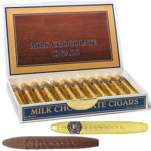 Puros de chocolate Madelaine de oro fino con etiquetas personalizadas. Una caja de 24 puros