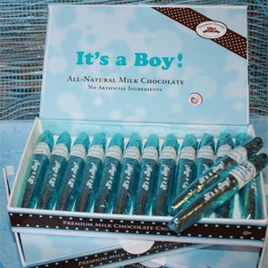 Es un boy Chocolate Cigars - Caja de 24 Blue Cigars Personalizados