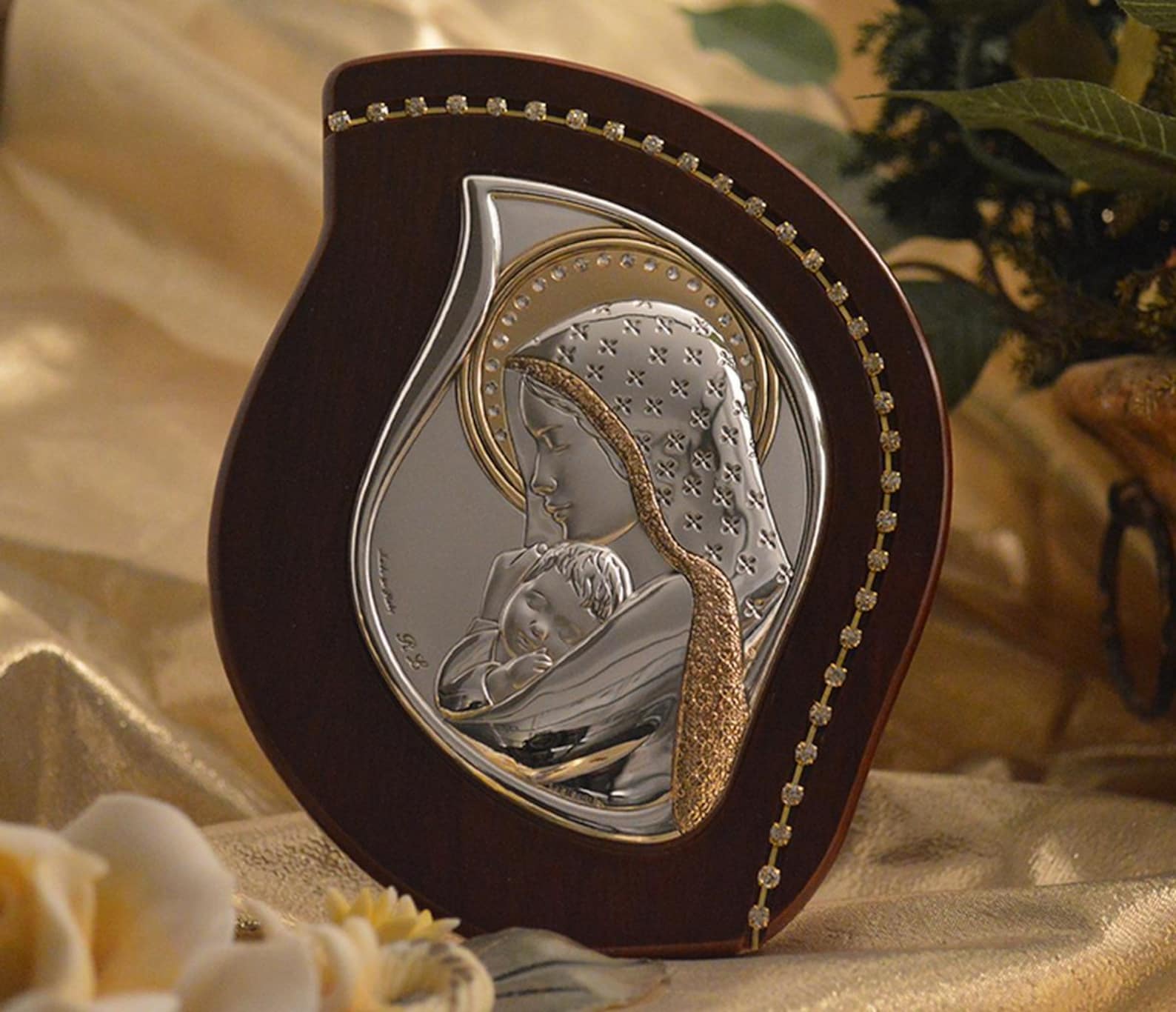 Italian Madonna and Child Silver Icon on Wood (5.5" X 4.55") - Etsy