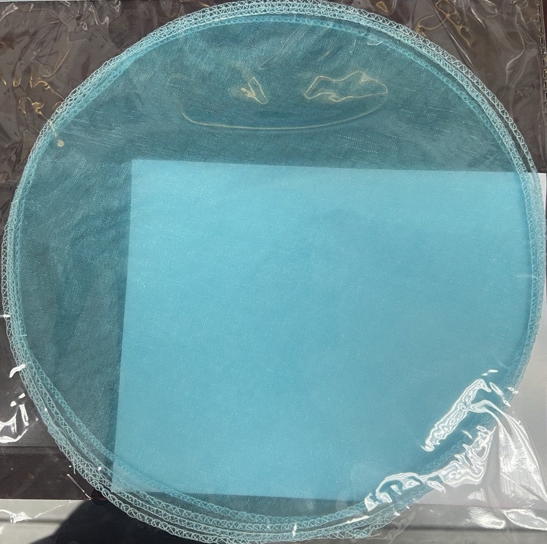 May include: A set of three light blue tulle circles, perfect for adding a touch of elegance to any craft project or party decor.