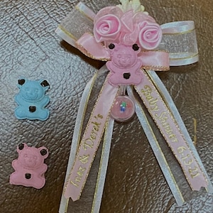 Personalized Baby Shower Corsage (Capias) with Pin - Set of 10