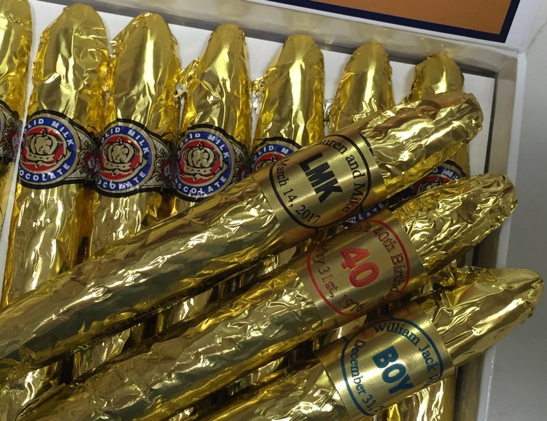 Personalized Gold Chocolate Cigars in Fancy Cigar Box - 24 Chocolate Cigars with Custom Band image 2