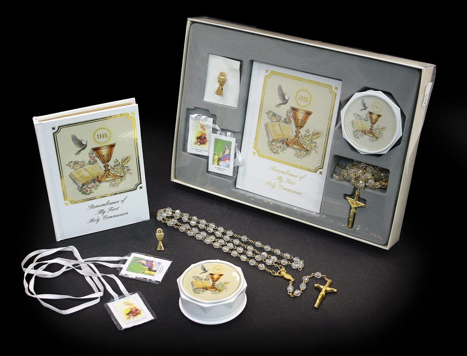 First Communion Complete Gift Set Rosary Prayer Book Pin Etsy