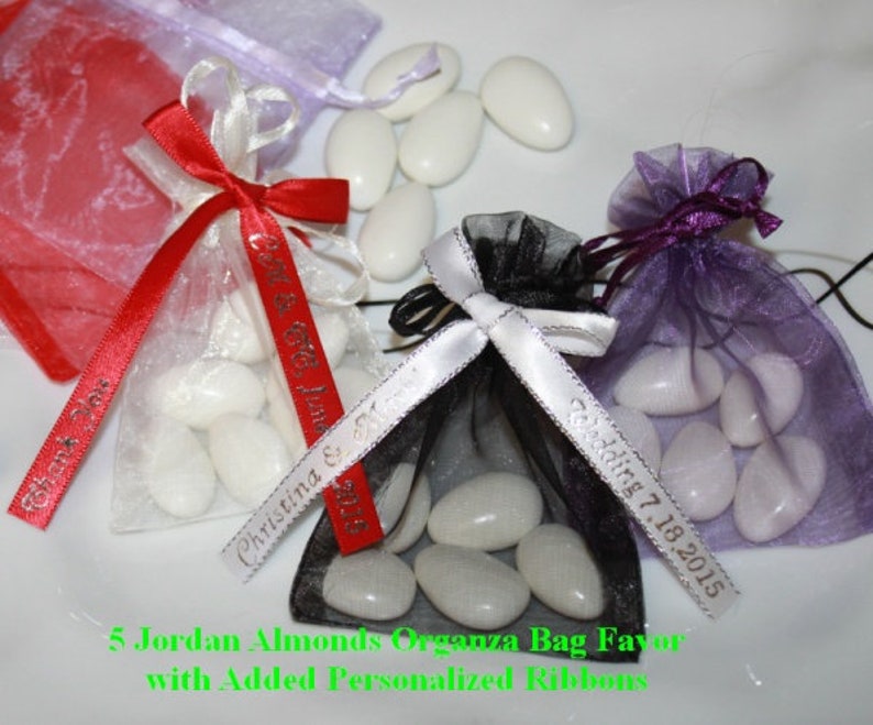 Silk Bag W/ 5 Large Flat Jordan Almonds of Your Choice Set Etsy