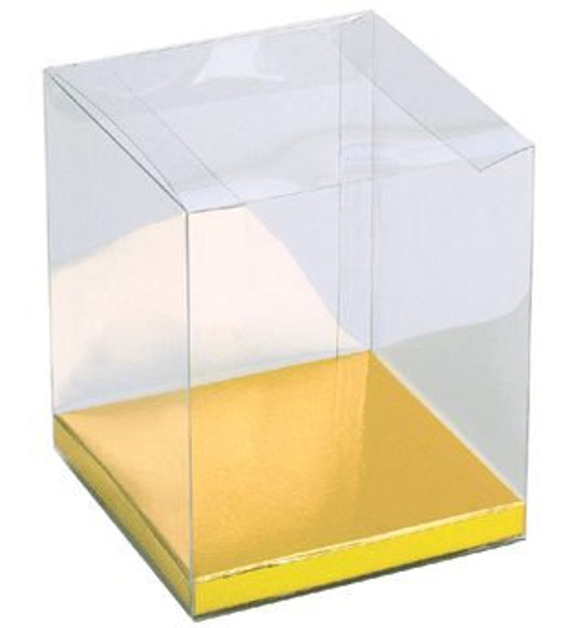 Clear Favor Boxes With Gold Base 4 X 4 X 4.5 Etsy