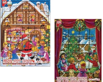 2 Packs of Chocolate Advent Calendar Countdown to Christmas - by Pea Made in Germany