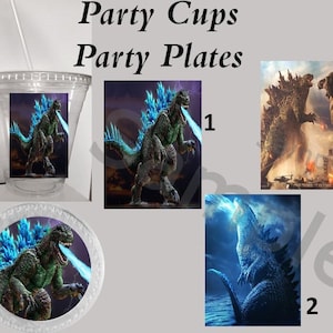 Monster Godzilla Party Plastic Cups OR Plates, Party Cups, Party Plates, Godzilla Party Cups, Godzilla Party Plates, Godzilla Birthday Decor