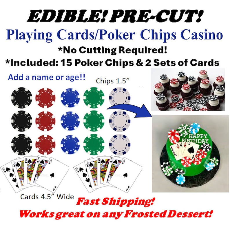 Precut Edible Poker Chips & Playing Cards. Royal Flush Edible Etsy