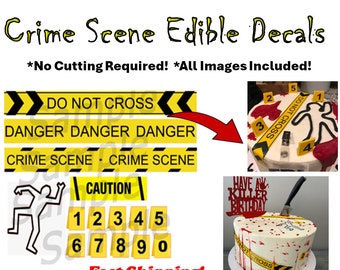 Criminal Crime Scene Edible Stickers, Decals, Sugar Wafer, Pre Cut Crime Murder Images, Crime Scene Cake, Criminal Crime Police Cake,Caution