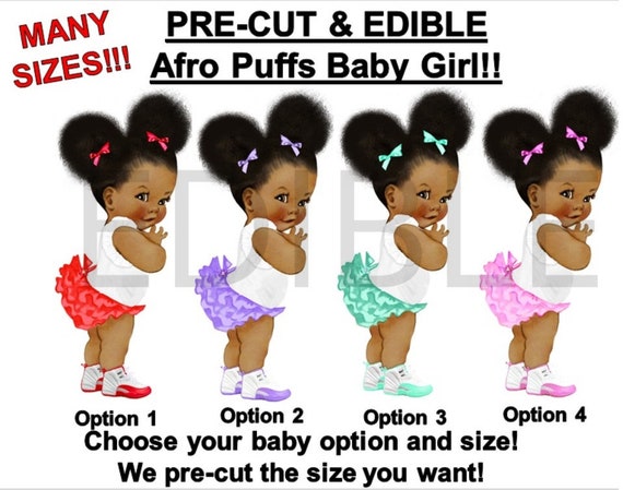 Pre Cut Ruffle Pants Natural Hair Afro Puffs Girl Edible Cake Etsy