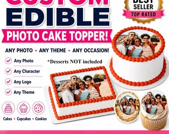 Custom Edible Cake Topper | Personalized Photo Cake Topper | Edible Image | Custom Picture for Cakes, Cupcakes & Cookies | Frosting Sheet