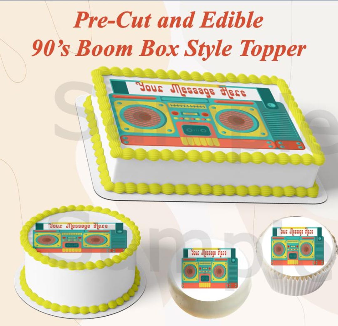 90's Boom Box Edible Topper for Cakes, Cookies, Oreos, Cupcakes and ...