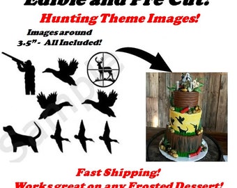 Hunting Camping Themed Wedding Cake Topper 6 Inch Cake Sunflowers Rifle Gun  Hunting Groom Bride Deer Chairs Antlers Camouflage Deer Hunter -  UK