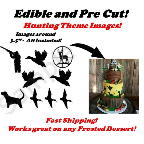 Duck Hunting Edible Pre Cut Stickers, Hunting Decals for Cakes, Hunting Cut Out Stickers, Bird Hunting Cake, Hunting Cake, Edible Stickers