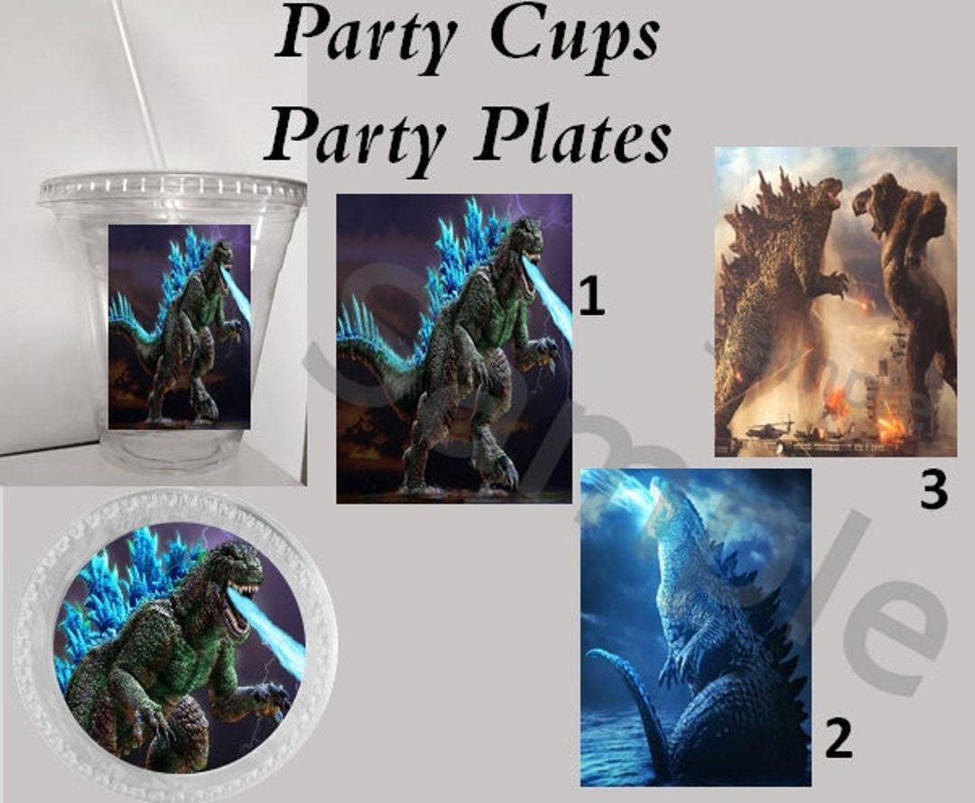 Monster Godzilla Party Plastic Cups OR Plates, Party Cups, Party Plates