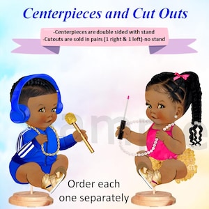 Beauty or Beats Table Centerpieces, Music Theme Microphone Decor, Hip Hop Babies Cut Outs, Find N Out Event Decoration, Gender Reveal Shower