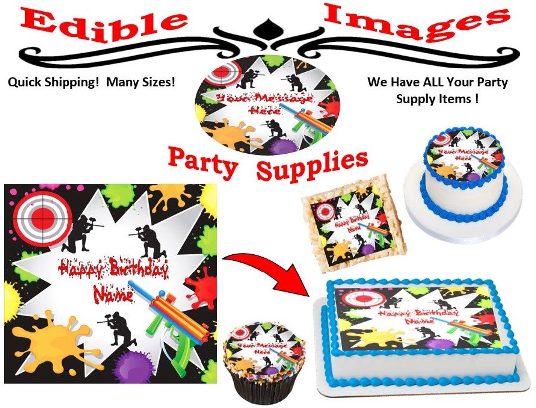 Paintball Laser Tag Edible Cake Topper Image Cupcakes Etsy UK