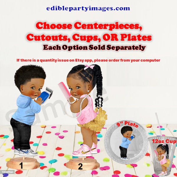 Barber Boy or Stylist Girl Centerpiece, Cut Outs, Cups, or Plates. Fades or Braids Cups, Fades or Braids Plates, Barber Baby Shower Theme