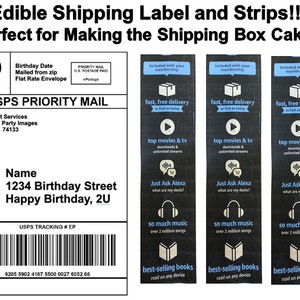 Shipping Label Tape Strips Box Cake Edible Cake Topper Image, Shipping Label Cake, Shipping Strips, Shipping Box Cake, Edible Decals Labels