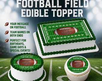 Football Field Edible Cake Topper! Football Sports Cake, Home Team Field Personalized. Football Edible Image for Cupcakes. Sports Topper