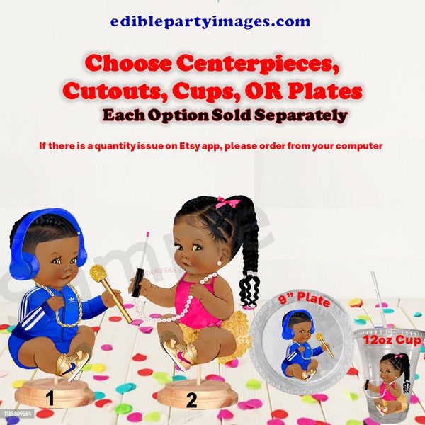 Hip Hop Beats Beauty Baby Centerpiece, Cut Outs, Cups, or Plates. Beauty Baby Centerpieces, Beats Baby Centerpieces, Beauty Beats Cups Plate