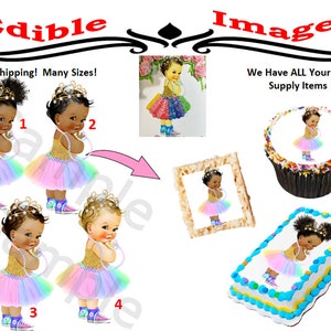  Cakecery Unicorn Princess Pastel Rainbow Tutu Sneakers Unicorn  Afro Edible Cake Image Topper Personalized Birthday Cake Banner 1/4 Sheet :  Grocery & Gourmet Food