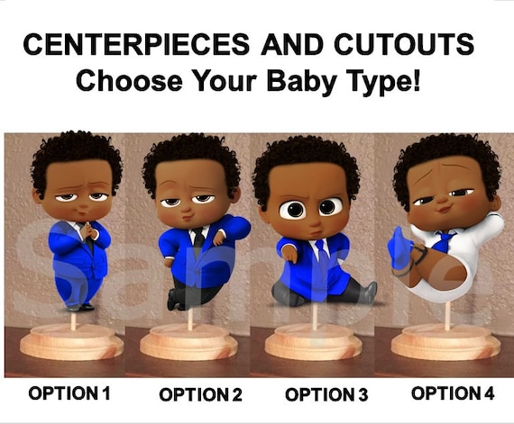 Pre Cut Designer Suit Afro Boss Baby Girl Boy Centerpiece with Stand OR Cutout