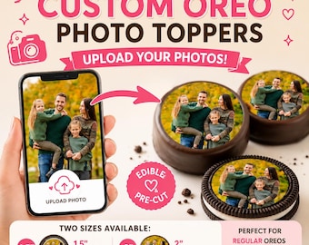 Custom Edible Images for Oreo Cookies | Custom Photo, Logo & Party Cookie Toppers | Pre-Cut Frosting Sheets for Chocolate Covered Oreos