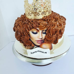 Afro Diva Black Beauty Edible Cake Image, Diva Cake, Afro Diva Cake, Afro Diva Cupcakes, 70's Theme Afro Girl, Dark Skin Diva Cake, Edibles image 3