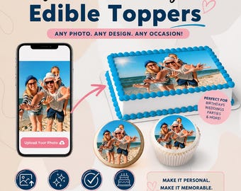 Custom Edible Photo Cake Topper | Personalized Cake Picture | Edible Image for Cakes, Cupcakes & Cookies | Custom Picture Frosting Sheet