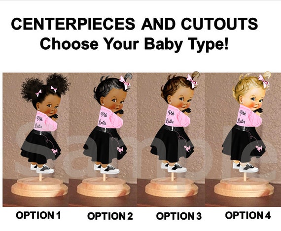 Pre Cut 50s Pink Ladies Black Poodle Skirt Babies Of Color Centerpiece With Wood Stand Or Cutouts Pink Ladies Baby Centerpieces Poodle - roblox greaser jacket