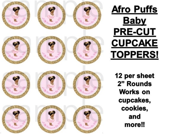 Pink And Gold Princess Afro Puffs Edible Cupcake Topper Etsy - 12 roblox character boy 2 precut edible cupcake toppers