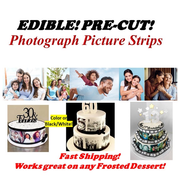 Edible Picture Strips for the Sides of a Cake. Photo Film Strips Frosting  Sheet, Photograph Strip for Heart Cake, Custom Pictures No Cutting 