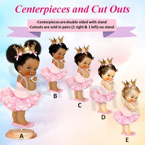 Princess Baby Girl Centerpieces, Princess Ballerina Cut Outs, Royal Baby Shower Decorations, Baby Princess Ballerina, Princess Centerpieces