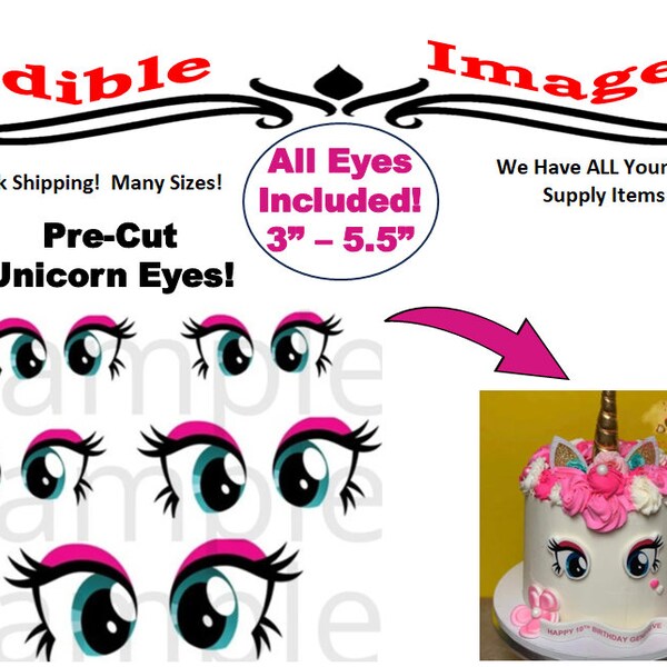 Unicorn Eyes Edible Images, Unicorn Cake Image, Unicorn Eyes Pre Cut, Bright Unicorn Eyes, Unicorn Theme Cake, Unicorn Edible Eyes Stickers