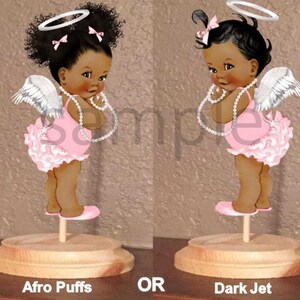 PRE CUT Red Black Ladybug Wings Dark and Medium Skin Baby Girl Centerpiece with Wood Stand OR Card Stock Cut Out Baby Centerpiece Birthday