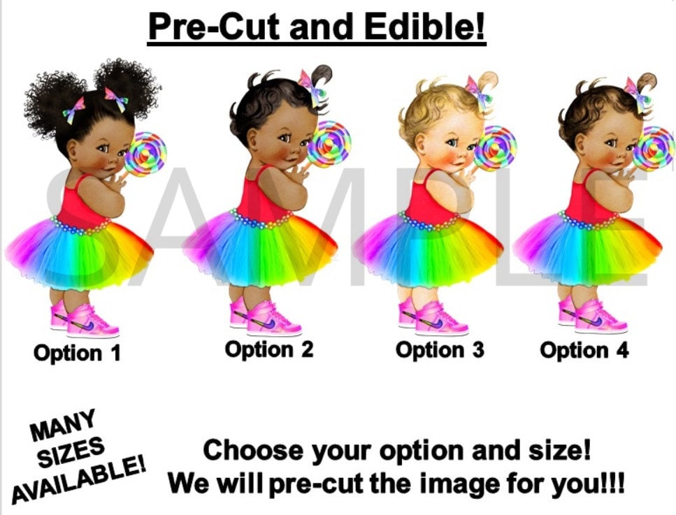 Candy Rainbow Vintage Baby Girl  Icing Sheet Edible image Baby Shower Cake