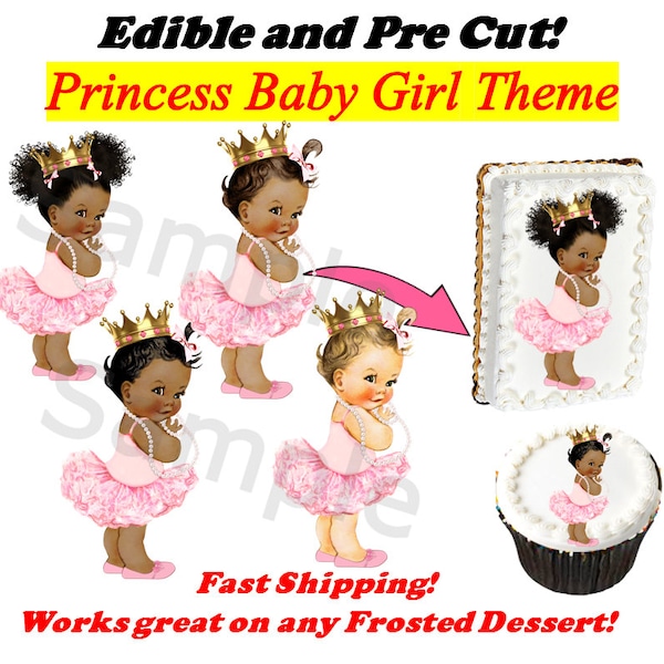 Ballerina Baby Girl EDIBLE Cake Topper Image Cupcakes, Light Pink Tutu Slippers, Vintage Baby Cake, Baby Shower Cake, Ballerina Baby Cake