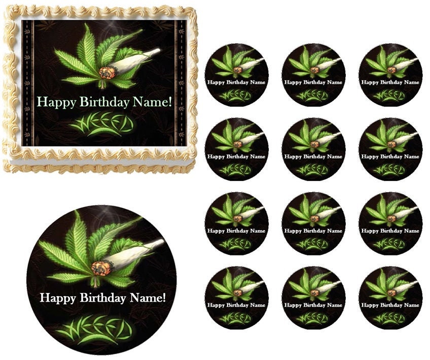 Weed Pot Leaf EDIBLE Cake Topper Image Frosting Sheet Cupcakes Etsy India