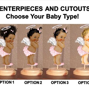 PRE CUT Red Black Ladybug Wings Dark and Medium Skin Baby Girl Centerpiece with Wood Stand OR Card Stock Cut Out Baby Centerpiece Birthday