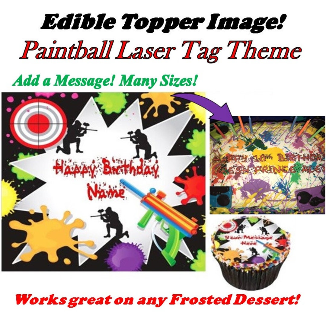 Paintball Laser Tag Edible Cake Topper Image Cupcakes Etsy