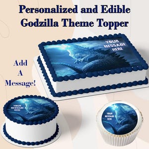 Godzilla King Edible Cake Topper Image Cupcakes, Godzilla Cupcakes, Godzilla Breathing Fire, Godzilla Cake, Godzilla Monster Party Supplies