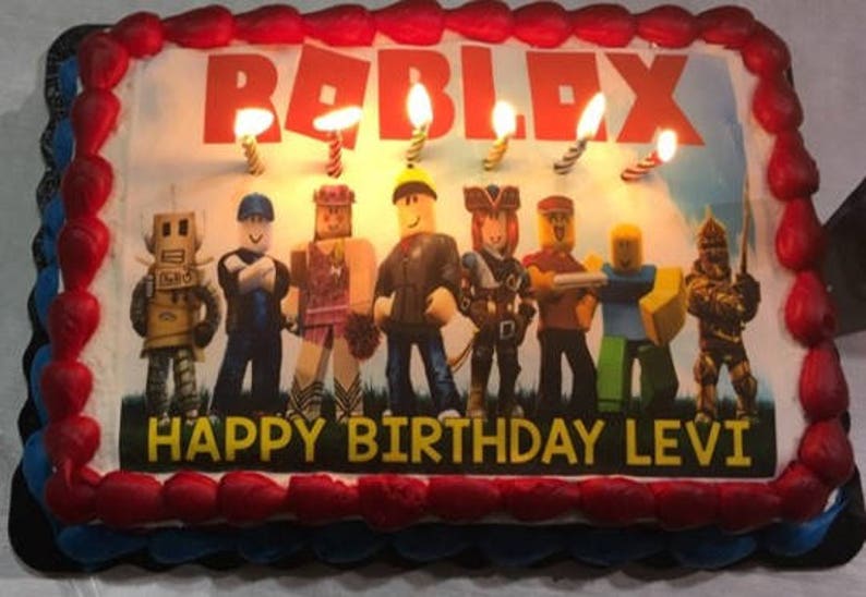 Roblox Edible Cake Topper Image Frosting Sheet Roblox Cake Etsy - image 0 image 1