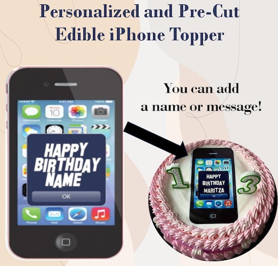 IPhone EDIBLE Cake Topper Image Cupcakes, Edible Phone Image IPhone EDIBLE Cake Topper Image Cupcakes, Edible Phone Image