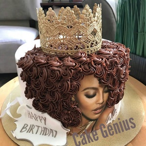 Afro Diva Black Beauty Edible Cake Image, Diva Cake, Afro Diva Cake, Afro Diva Cupcakes, 70's Theme Afro Girl, Dark Skin Diva Cake, Edibles image 5