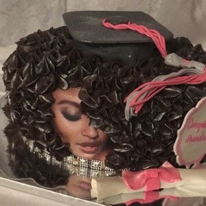 Afro Diva Black Beauty Edible Cake Image, Diva Cake, Afro Diva Cake, Afro Diva Cupcakes, 70's Theme Afro Girl, Dark Skin Diva Cake, Edibles image 4