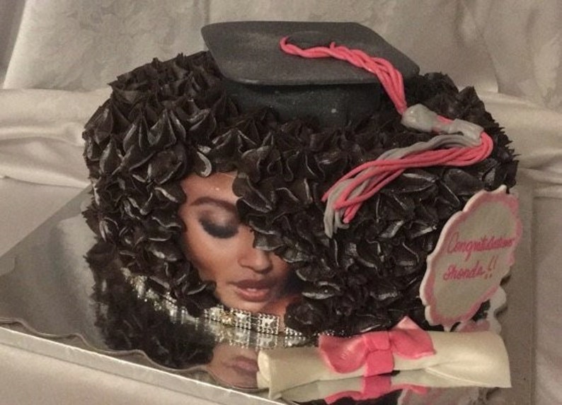 Afro Diva Black Beauty Edible Cake Image, Diva Cake, Afro Diva Cake, Afro Diva Cupcakes, 70's Theme Afro Girl, Dark Skin Diva Cake, Edibles image 4