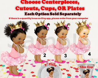 Princess Baby Girl Centerpiece with Stand OR Cut Outs, Light Pink Pink Accents, Gold Crown, Princess Baby Shower Centerpieces, Baby Cutouts